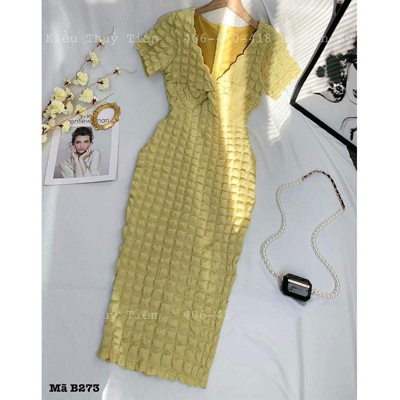 Đầm Body Vải Xốp Popcorn Tôn Dáng Hàng Quảng Châu Loại 1 M3585-Violet