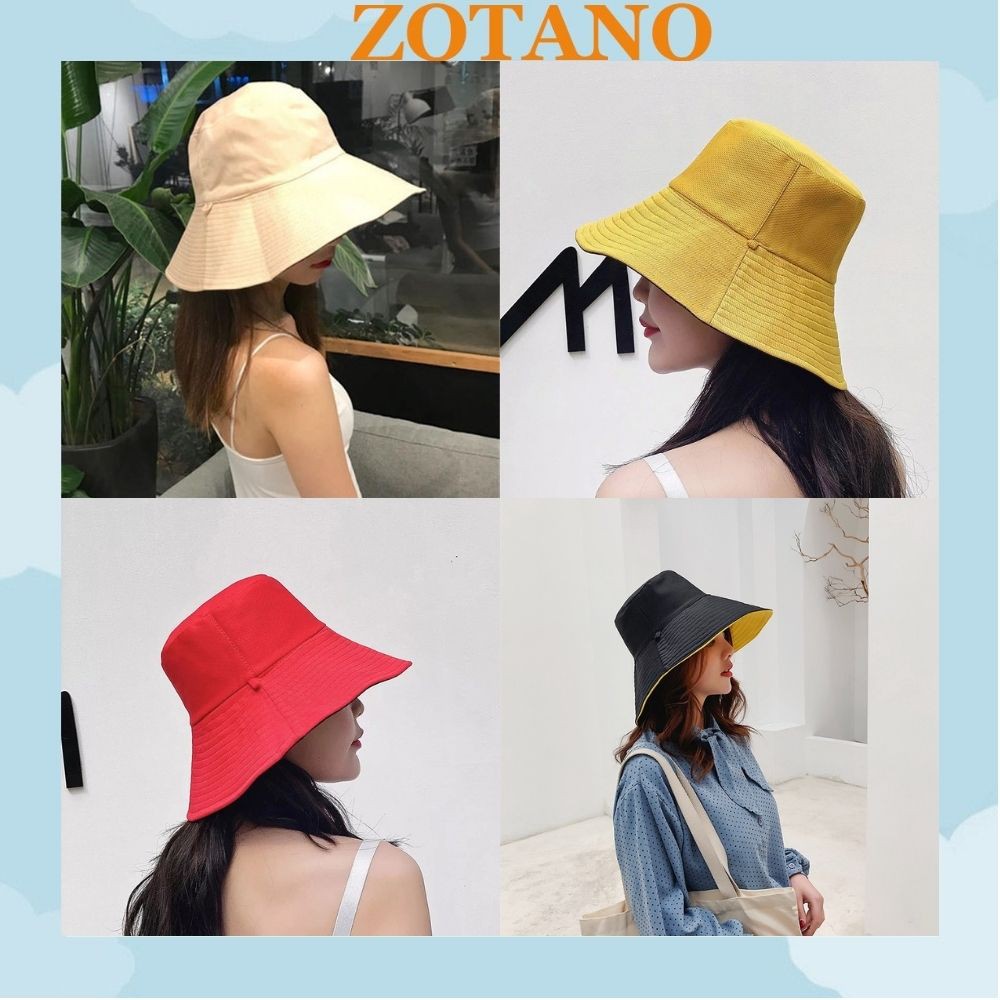 Mũ bucket Zotano 2 mặt vành rộng đi biển thời trang cho nữ MD04