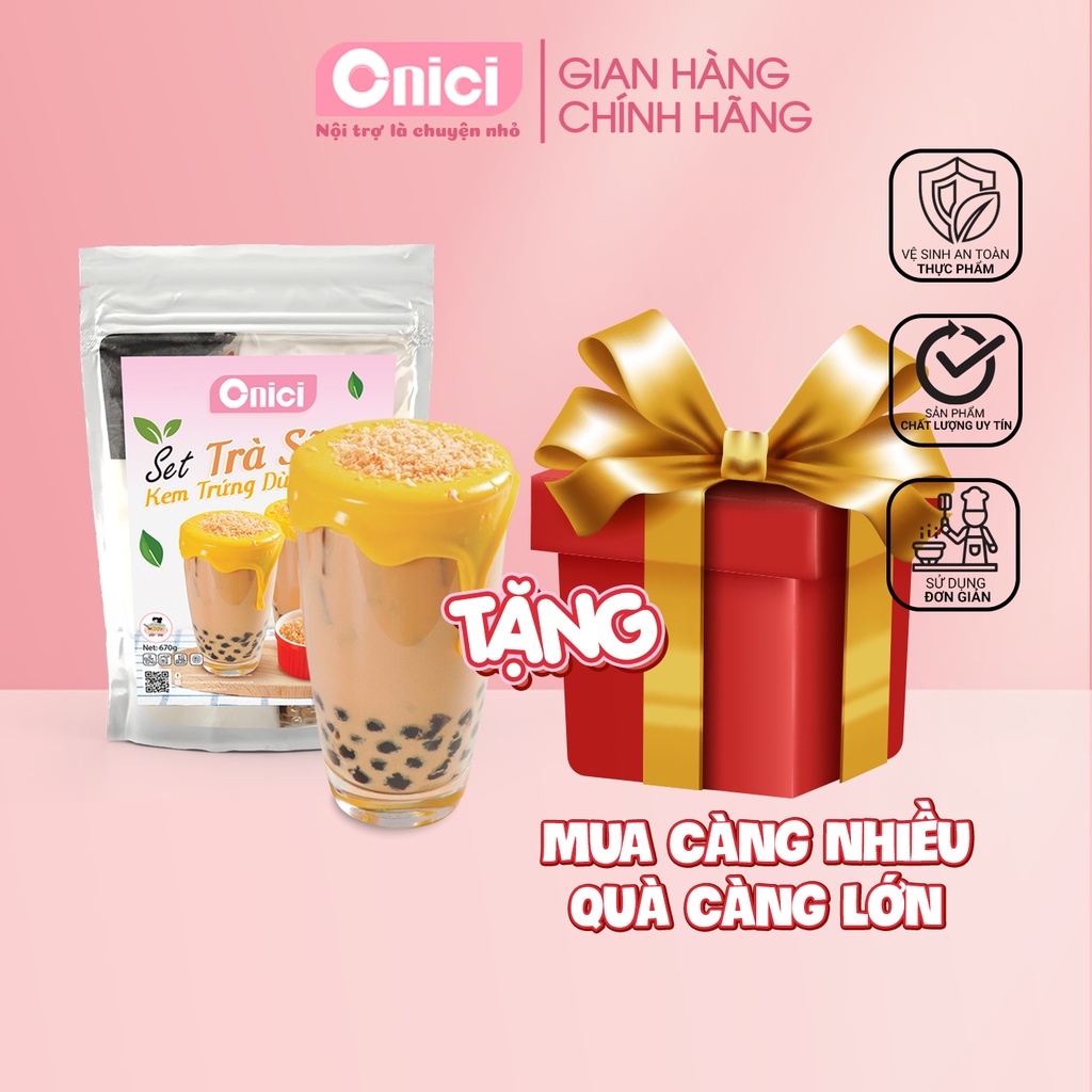 Trà sữa tự pha Bếp Của Mẹ Onici Set nguyên liệu trà sữa Kem trứng mix vụn