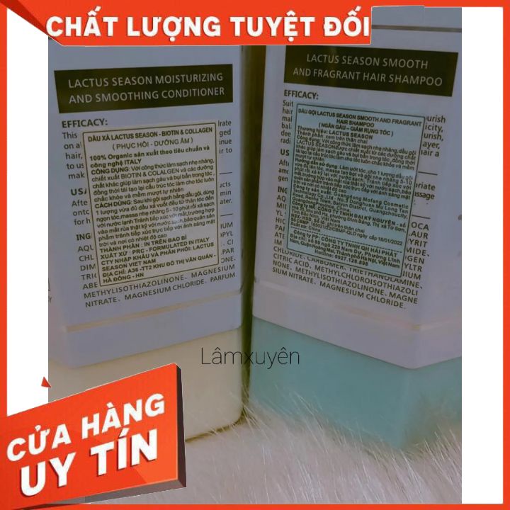 Dầu gội  dầu xả 650ml*2 lactus season biotin collagen ngăn gàu, giảm rụng tóc nuôi dưỡng tóc khỏe, suôn mượt