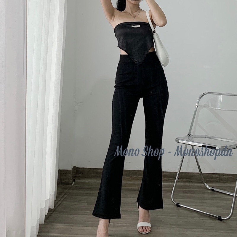 Quần ống loe thun tăm không nút Ảnh thật/ sẵn
