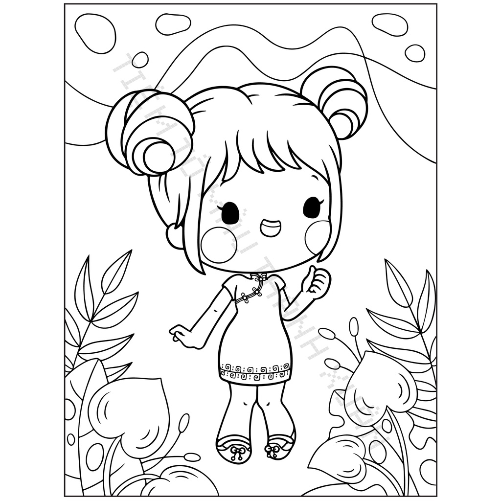 Set 20 Tờ Tranh Tô Màu Hình Bé Gái Đáng Yêu Tô Màu Sáp, Màu Chì - Tiệm Tô Màu Thanh Xuân