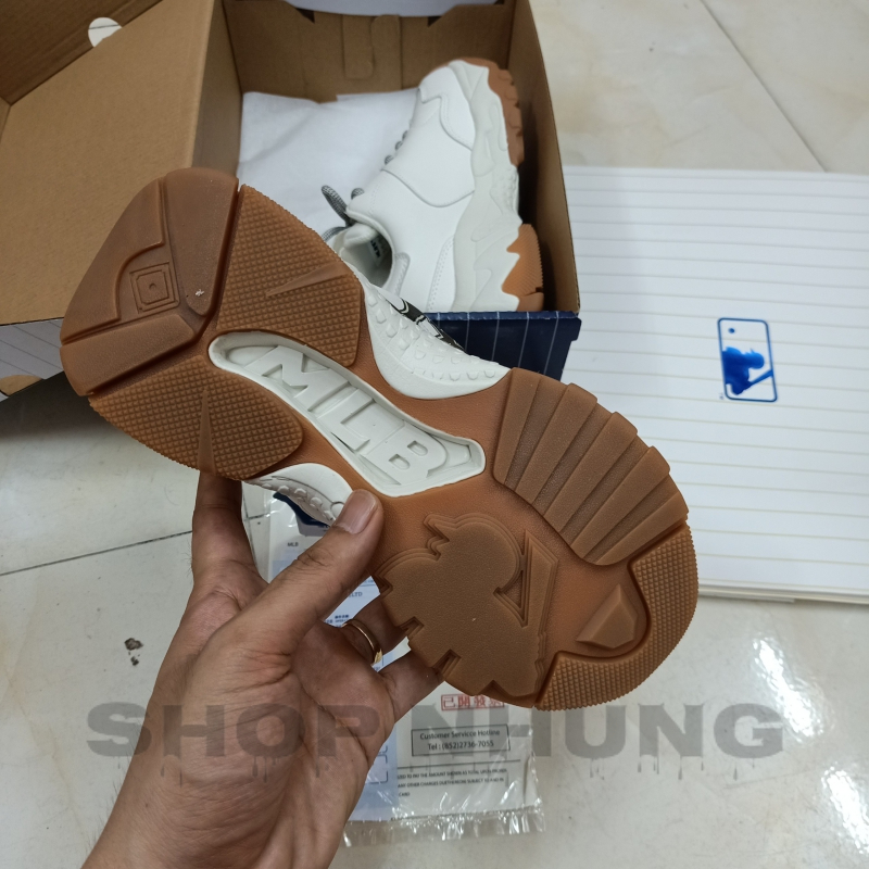 Giày mlb trắng chữ ny đen đế nâu nam nữ