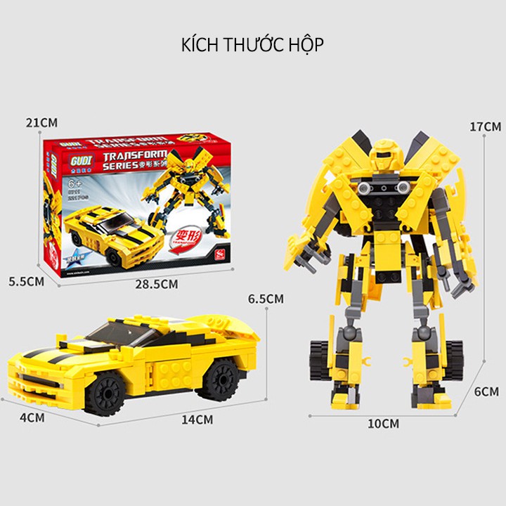 Bộ đồ chơi xếp hình Lego Robot BUMBLEBEE biến hình Lego xe đua / Hộp Giấy / 584 chi tiết