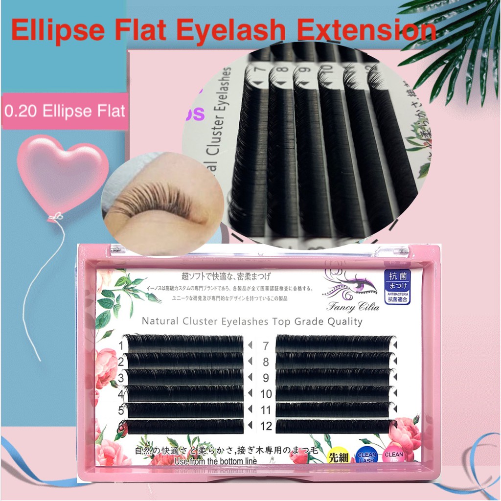 Flat Matte Ellipse Ghép lông mi 0.20mm Tách lời khuyên Flat lông Lông thú Mở rộng lông mi mềm mại tự nhiên