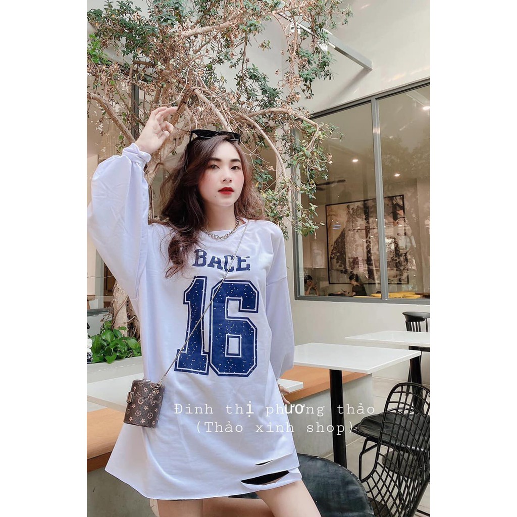 Phông dài tay in số form giấu quần màu ĐEN | TRẮNG | XANH Ulzzang