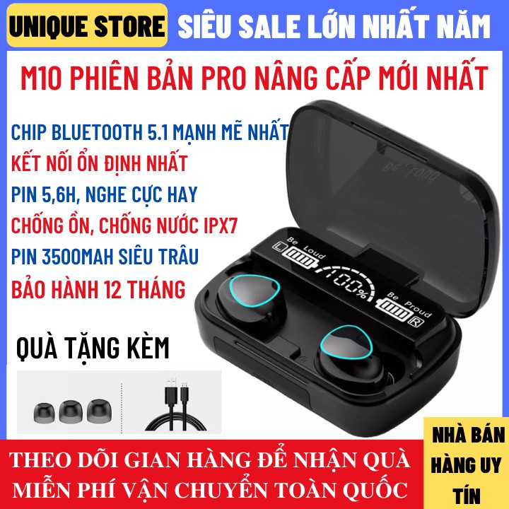 Tai Nghe Bluetooth M10 Phiên Bản Pro Nâng Cấp Pin Trâu 3500maH Nút Cảm Ứng Tự Động Kết Nối Chống Nước Chống Ồn | WebRaoVat - webraovat.net.vn