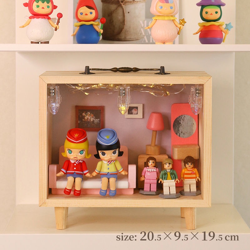Hộp Trưng Bày Đồ Chơi Búp Bê Bằng Gỗ Nhỏ Xinh