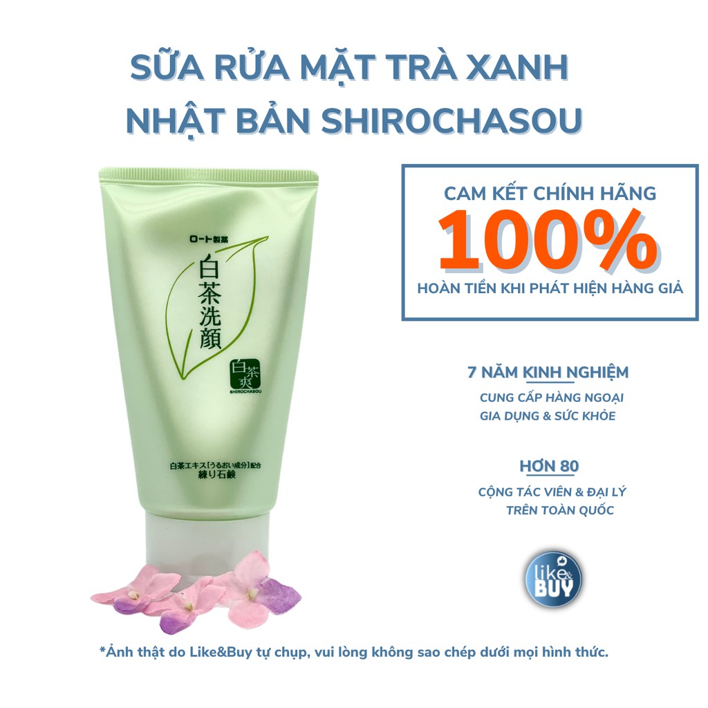 Sữa rửa mặt trà xanh nhật SHIROCHASOU GREEN TEA, dưỡng ẩm da 120g - hàng nội địa Nhật