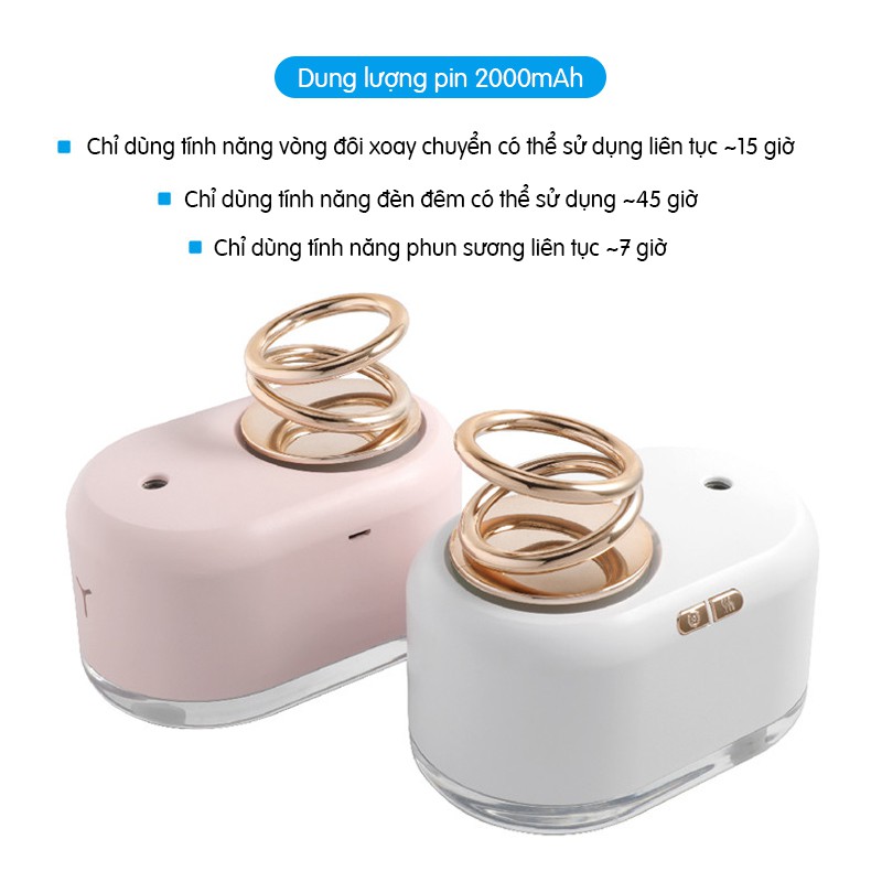 Máy tạo ẩm Cát Thái AX-18 phun sương liên tục 7h, vòng đôi xoay chuyển huyền ảo, dung tích 300ml - Bảo hành 6 tháng