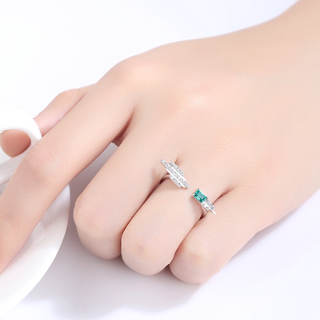 Nhẫn Bạc Nữ Đính Đá Xanh Lục Quý Tộc Sang Trọng Cho Phái Nữ N1452 Bảo Ngọc Jewelry