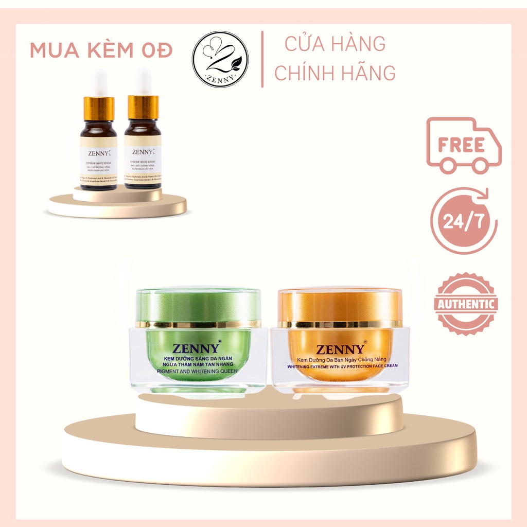 Combo kem face zenny cao cấp, ngăn ngừa sạm, nám, tàn nhang, da không đều màu