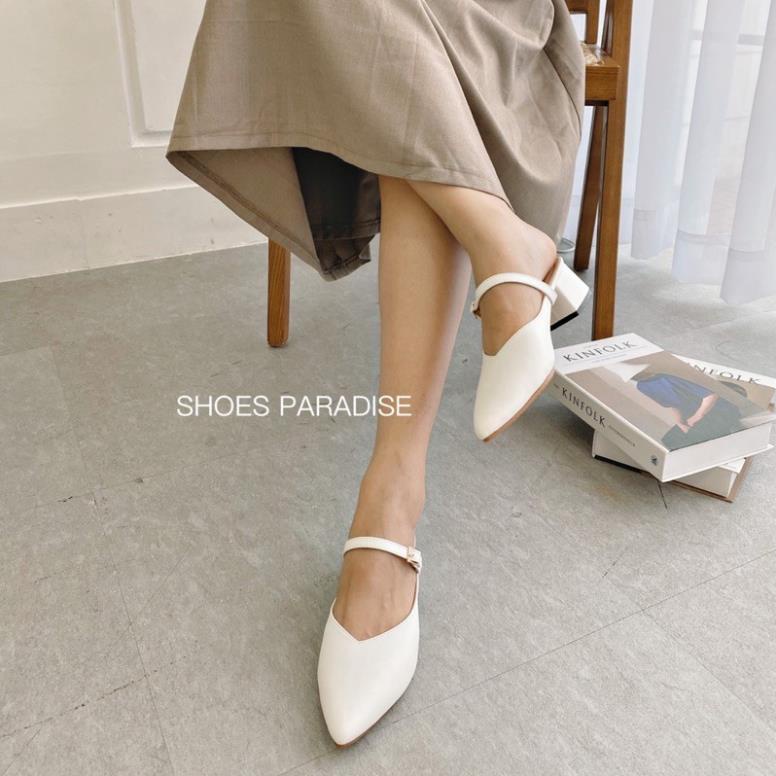 Giày cao gót nữ 5p mũi nhọn bít mũi đế vuông 5 phân shoes paradise L063N BuT