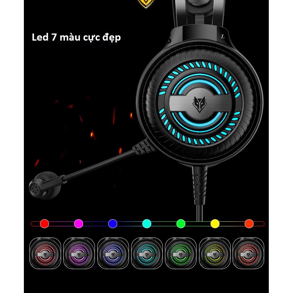 Tai nghe chụp tai game thủ Nubwo Pro cho máy tính chơi Game, có MIC, LED RGB, chính hãng bảo hành 12 tháng