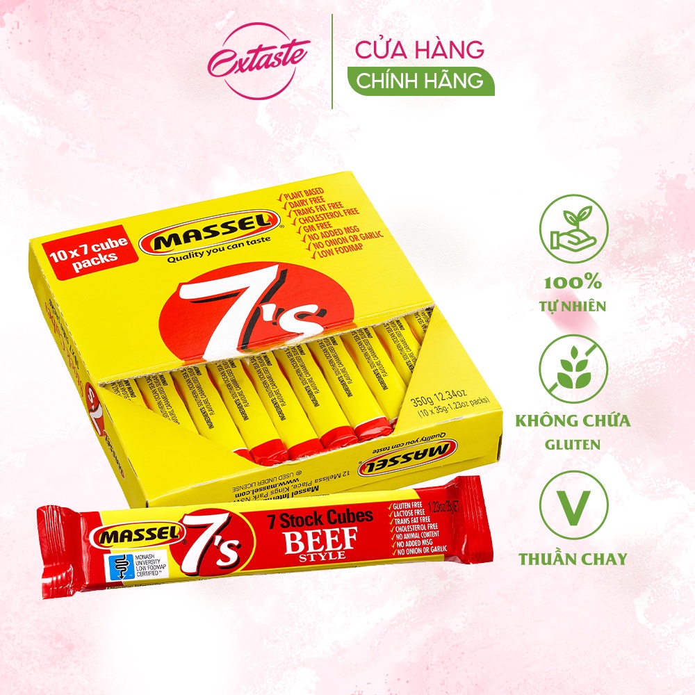 Bột nêm dạng viên vị bò Massel 7 Stock Cubes Beef Style thanh gia vị nêm thơm ngon tiện lợi 35 gr