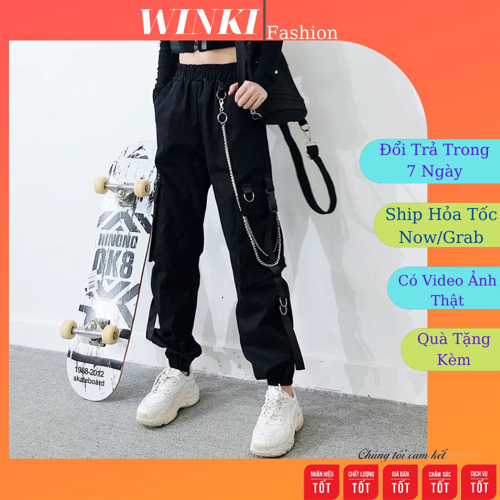 Quần kaki túi hộp,Quần jogger kaki kèm dây xích WINKI (3Size S,M,L)