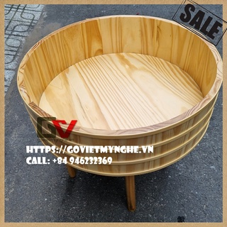 Thố gỗ đánh cơm Sushi Thố gỗ trang trí Sashimi Φ 50cm - Cao 15cm - Gỗ thông tự nhiên