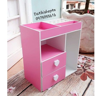 tủ mini đựng mỹ phẩm hồng phấn mới núm tim