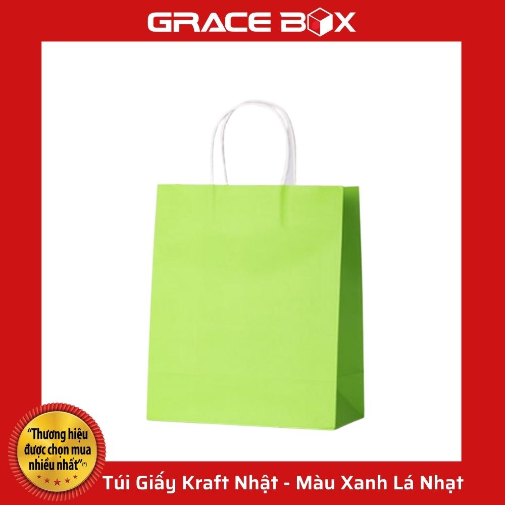 {Giá Sỉ} Túi Giấy Kraft Nhật Cao Cấp - Size 21 x 11 x 27 cm - Màu Xanh Lá Mạ - Siêu Thị Bao Bì Grace Box