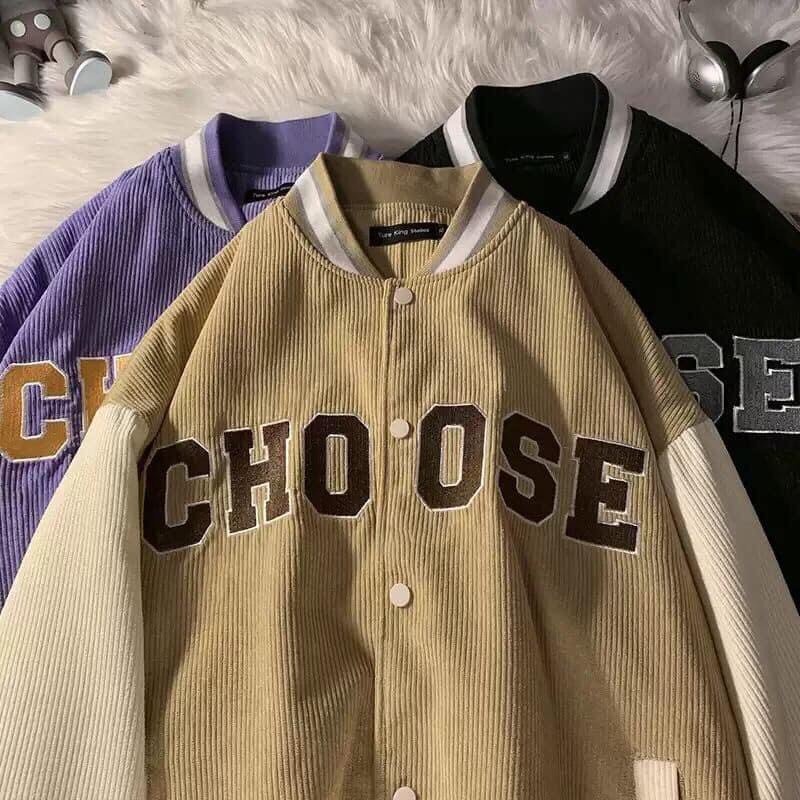 Áo khoác Bomber Nhung Tăm Thêu Chữ Choose Cao cấp, HOT | BigBuy360 - bigbuy360.vn