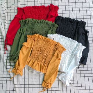 Áo nhún cột nơ ( ảnh thật trải nền)