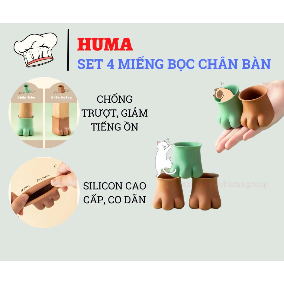 Bộ 4 Miếng Bọc Chân Bàn Ghế Bằng Silicon Chống Trơn Trượt