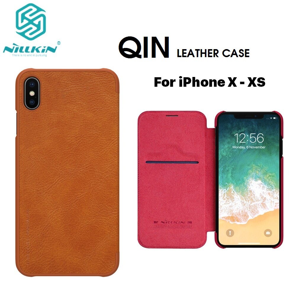 [TẶNG CƯỜNG LỰC] BAO DA IPHONE X - XS NILLKIN QIN CHÍNH HÃNG HÀNG CHUẨN