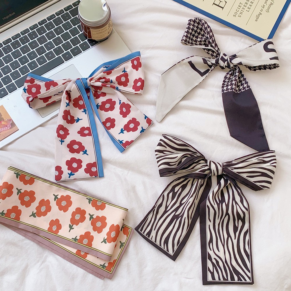 Dây Buộc Tóc Dải Nơ Lụa Ribbon Khăn Turban Hair Tie Đa Năng HOT TREND - Phần 1