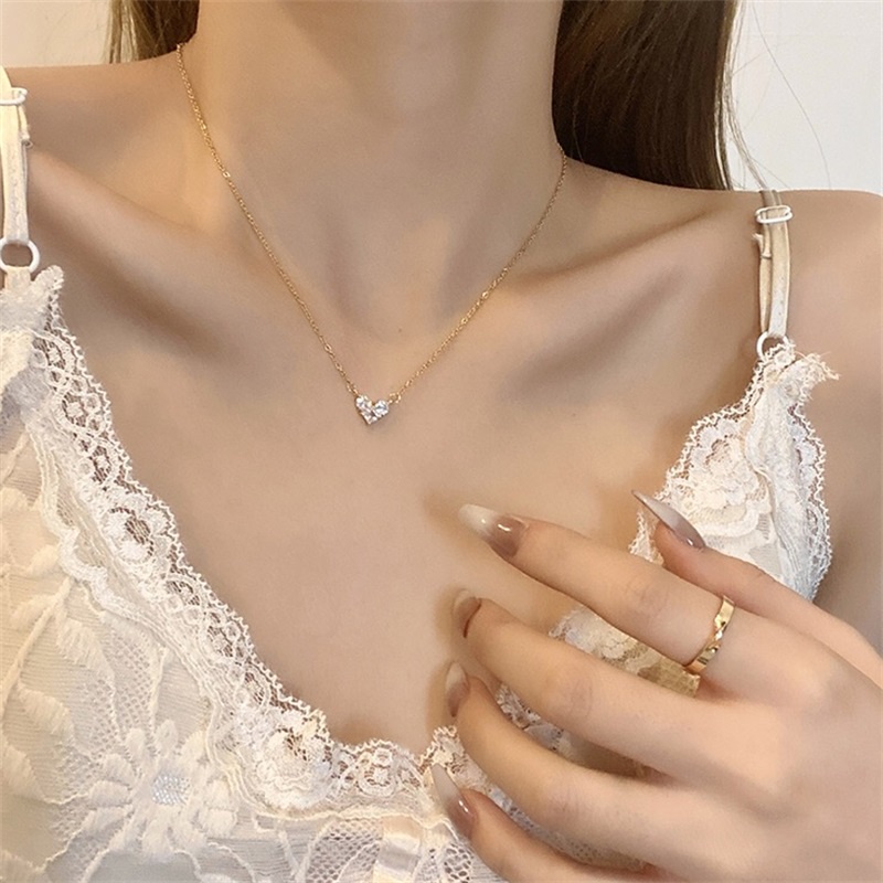Hàng có sẵn Dây chuyền mặt hình trái tim nhỏ phong cách đơn giản sang trọng thời trang