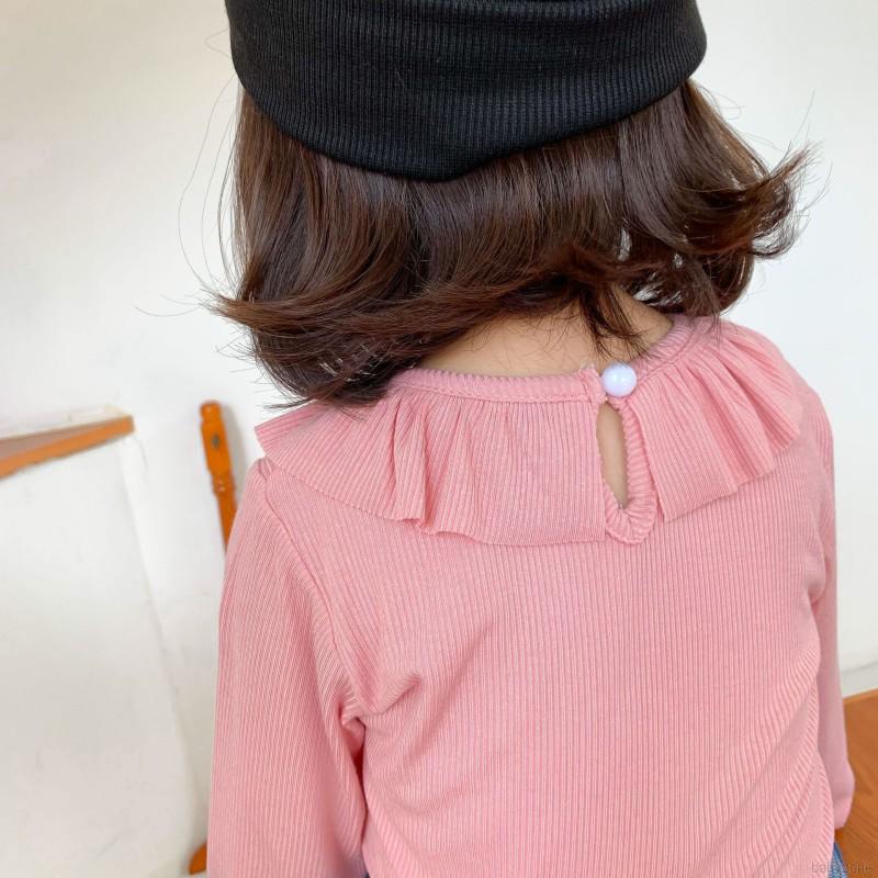 Áo Thun Tay Dài Màu Trơn Cho Bé Gái