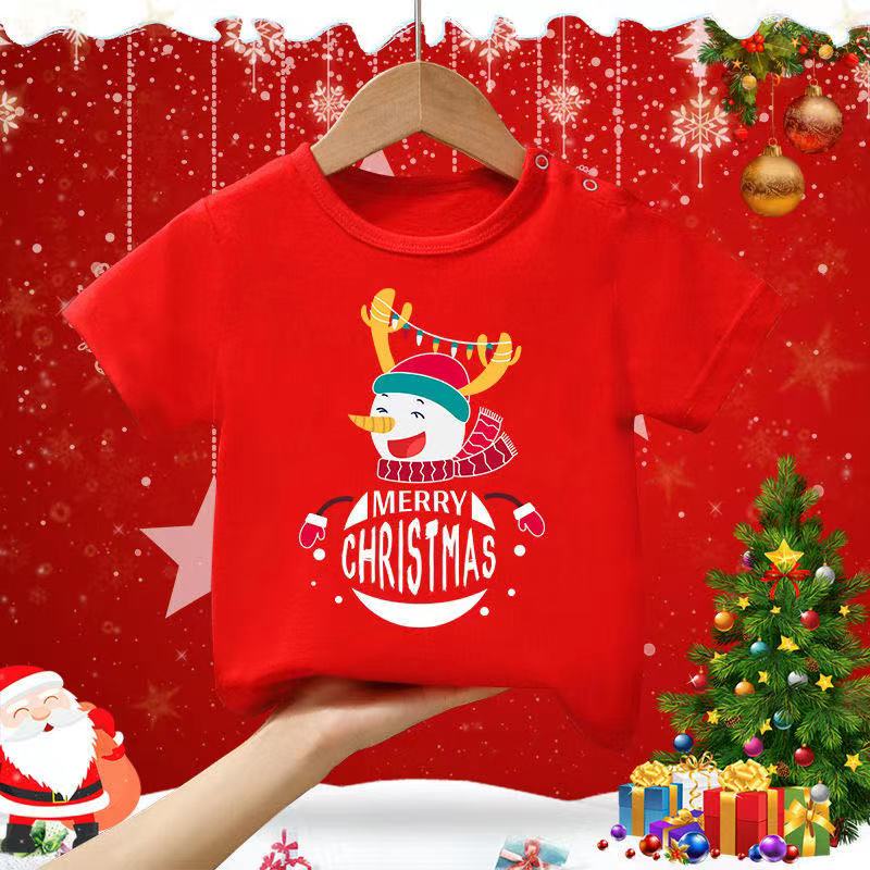 Áo Thun 100% Cotton Thoáng Khí In Họa Tiết Giáng Sinh Hoạt Hình Cho Bé