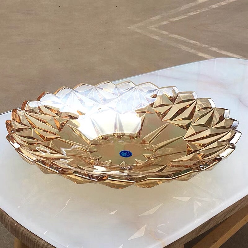 Đĩa/Dĩa Thủy Tinh Ánh Kim Cương Sang Đựng Trái Cây 3 Màu - HÀNG HOT