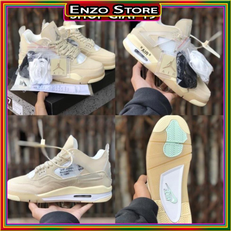 Giày air Jordan 4 retro off white sail , Giày sneaker JD4 high màu kem siêu hot mới nhất tặng Full box bill + 3 dây