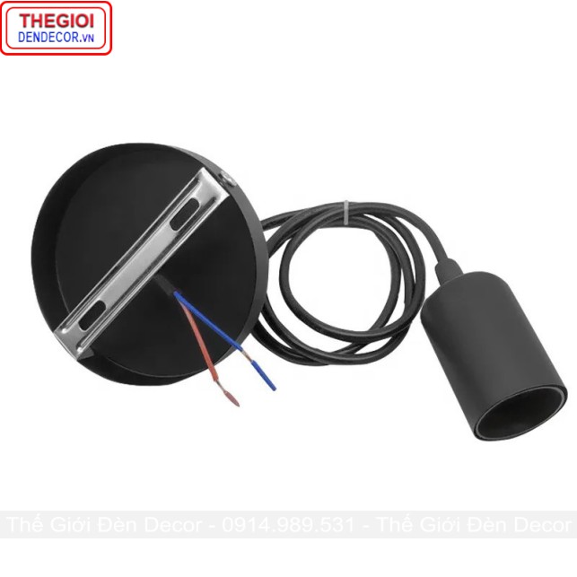 Dây đui đèn thả kèm đế ốp trần dùng cho đèn gỗ,đèn mây tre đan T042