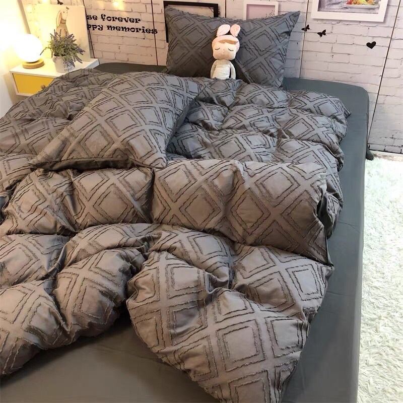 Bộ Chăn Ga Gối Đũi Hàn Vintage Hàng Nhập Khẩu Cao Cấp 4 Món