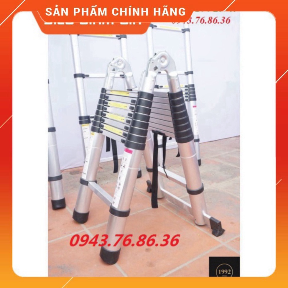 Thang Nhôm Rút Chữ A 6.4M (3.2+3.2)M [Tặng 2 Chốt Thang]