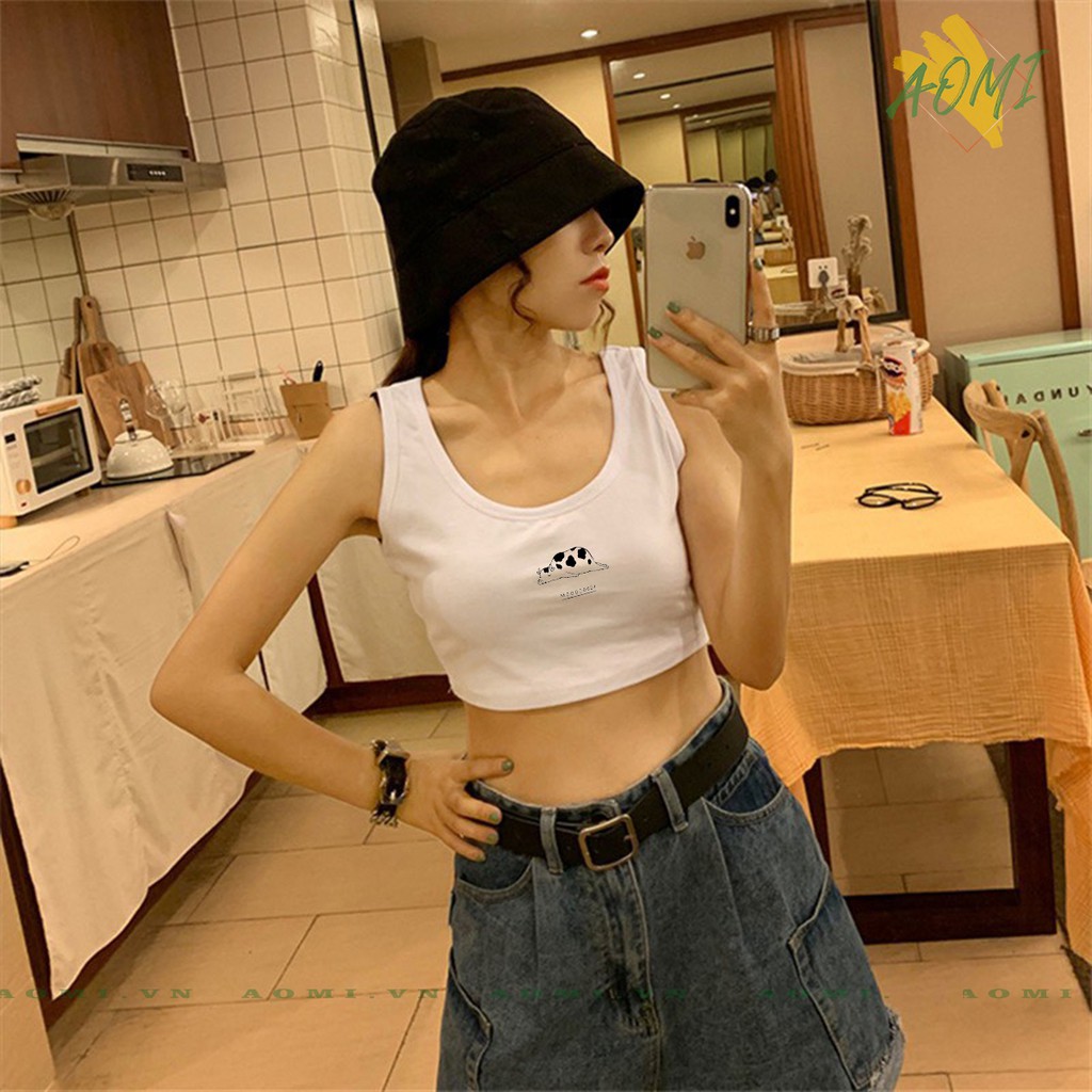 Áo Croptop [Nhiều mẫu lựa] Gudetama Egg Cute ba Lỗ Kiểu Sexy Cổ rộng loại 1 free size < 53kg hai dây Aomi