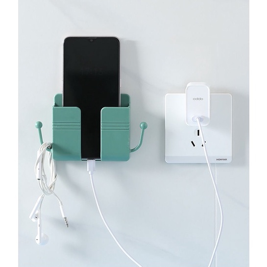Khay đựng điện thoại/điều khiển từ xa dán tường có móc treo