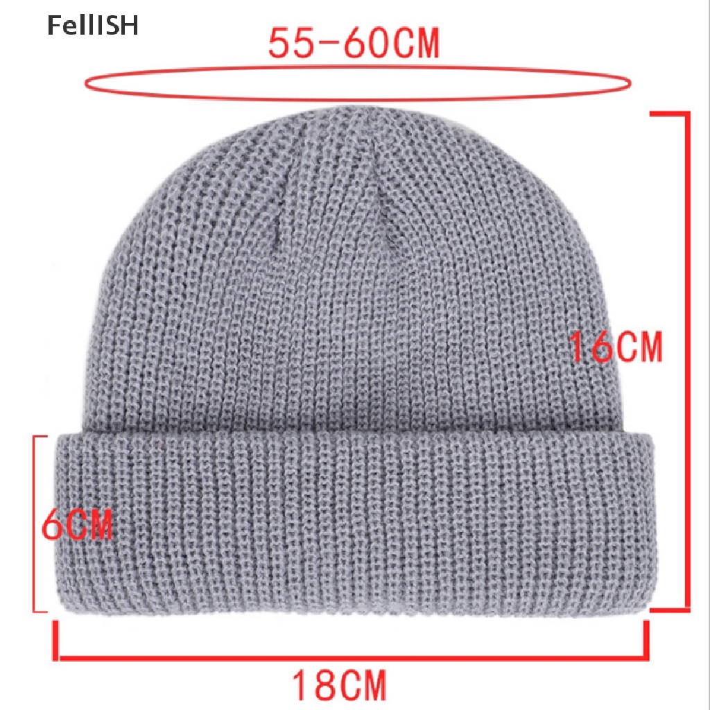 [Fel] Unisex Men Women Beanie Hat Warm Ribbed Winter Turn Ski Fisherman Docker Hat New COD