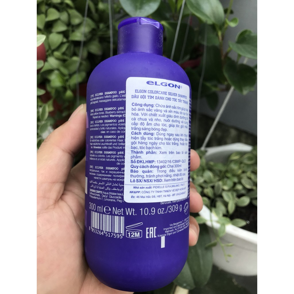 Dầu gội tím Elgon Silver Colorcare Shampoo 300ml khử vàng dành cho tóc bạch kim