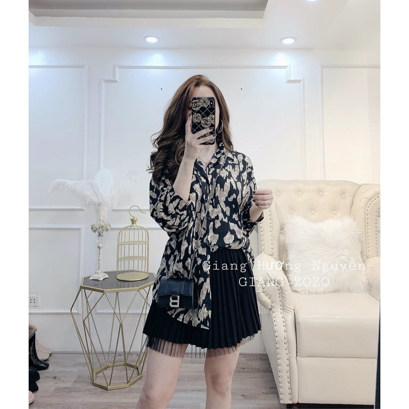 Chân váy ly ngắn pha chân voan