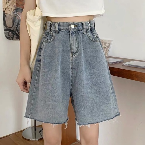 Quần sooc nữ/Quần short ống rộng lưng cao thiết kế nút gài điều chỉnh eo dễ dàng phong cách ulzzang RÔ STORE QS13