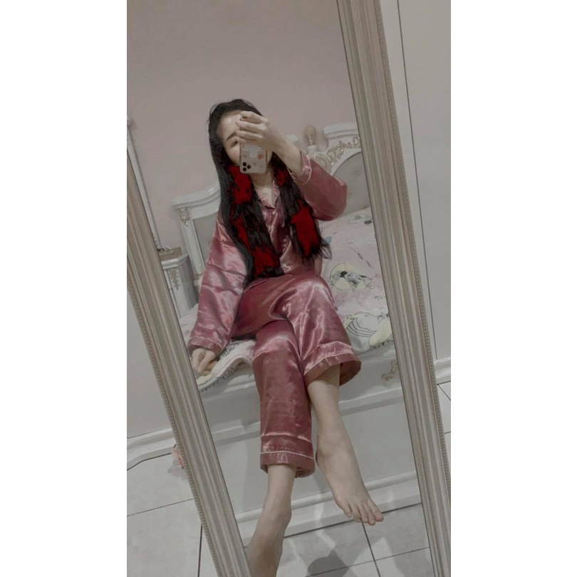 BỘ ĐỒ NGỦ LỤA SATIN PYJAMA DÀI TAY HÀNG THÁI LAN CAO CẤP