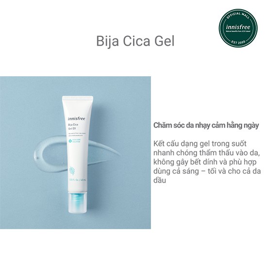 [Mã COSIF05 giảm 10% đơn 400K] Gel dưỡng làm dịu da innisfree Bija Cica Gel Ex 40ml