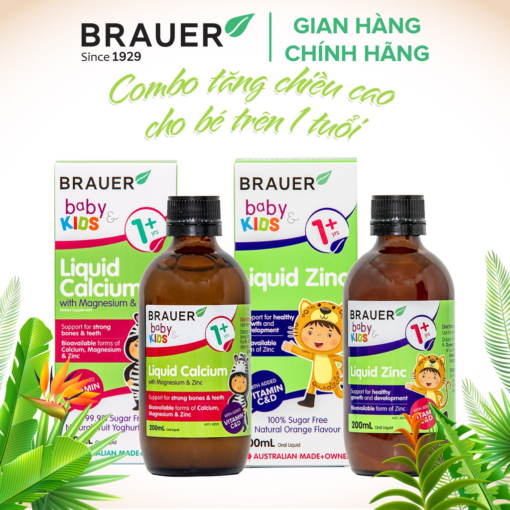 Combo Brauer baby and kids tăng chiều cao biếng ăn dành cho trẻ từ 1 tuổi