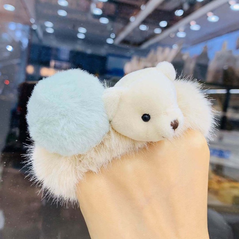 Dây Buộc Tóc Lông Xù Co Giãn Hình Gấu Dễ Thương Giá Đỡ