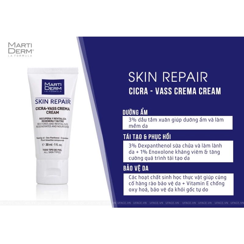 Kem Dưỡng MartiDerm Skin Repair Cicra Vass Cream 30ml ,Kem Dưỡng B5 Dưỡng Ẩm Tái Tạo Phục Hồi Da Tổn Thương GIBE STORE