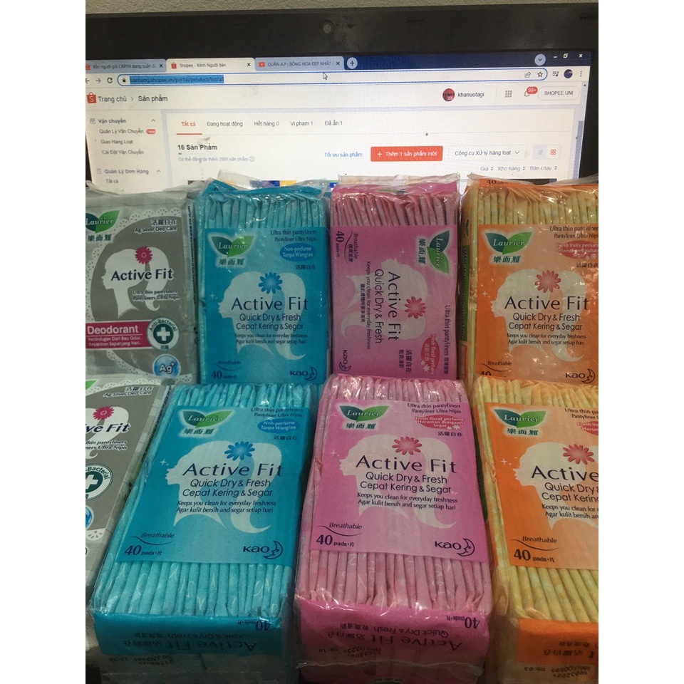 Băng vệ sinh hàng ngày siêu mỏng Laurier Active Fit Quick Dry &amp; Fresh không mùi , hương hoa , hương trái cây