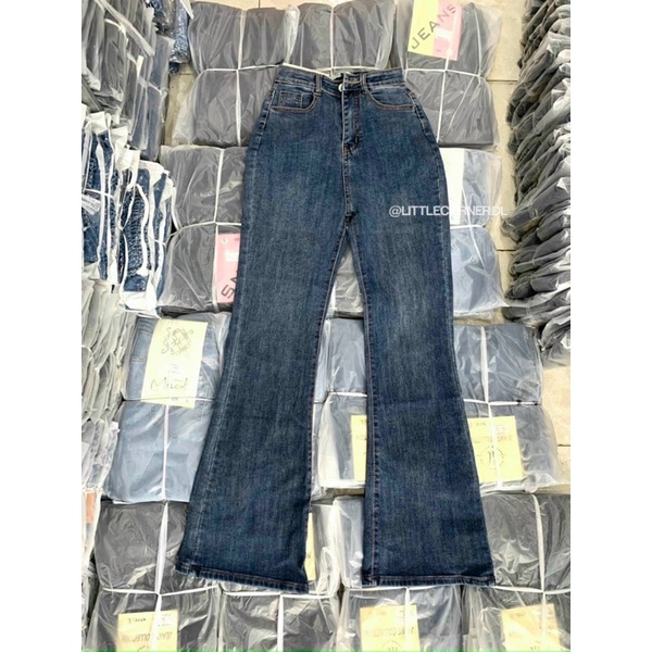 Quần jean ống loe co dãn nữ lưng cao quảng châu - quần ống bát hot trend nữ