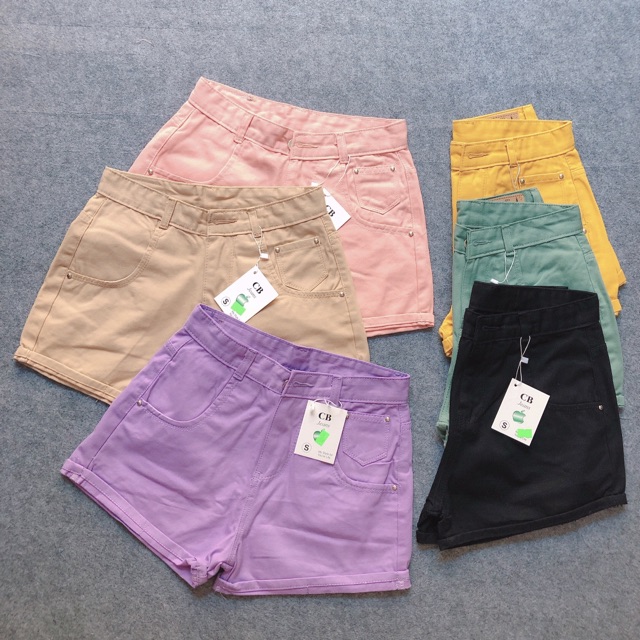 Quần short jeans lưng cao ống rộng đủ màu kèm clip và hình tự chụp